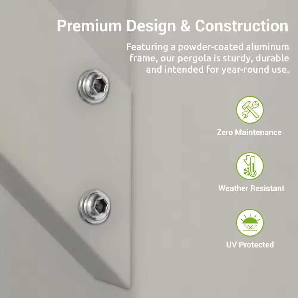 Florence 11 Ft. X 11 Ft. Aluminum Pergola in White Finish and White Canopy