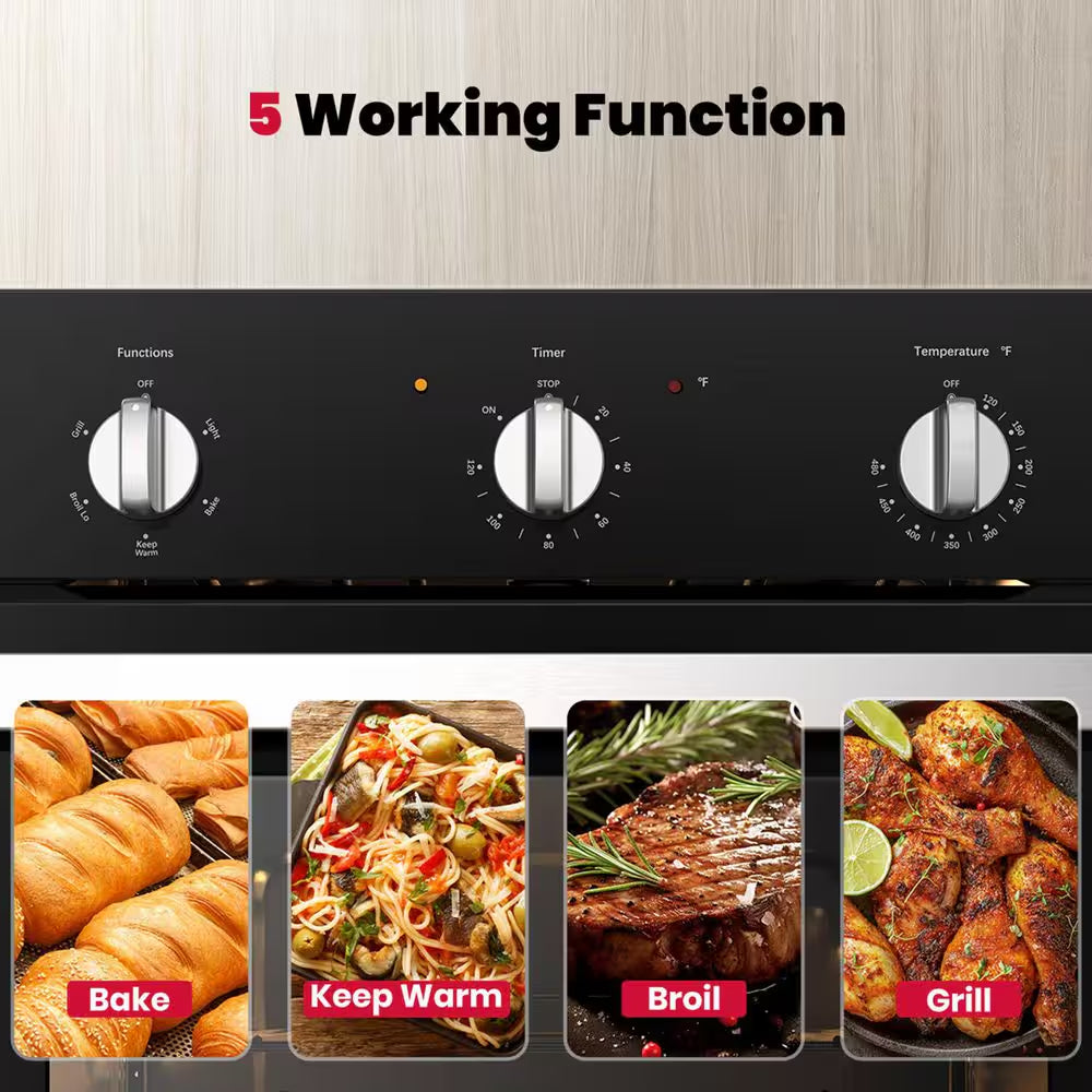 24 In. Built-In Single Electric Wall Oven in Black, CSA Certified