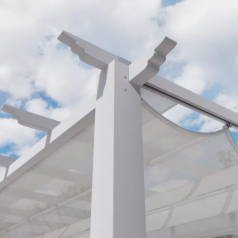 Florence 11 Ft. X 11 Ft. Aluminum Pergola in White Finish and White Canopy
