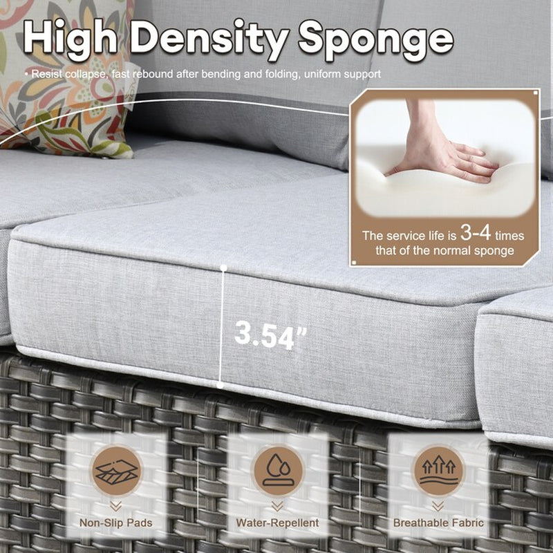 Lullaby 7 -Piece Rattan Patio Sofa Conversation Set with Gray Cushions