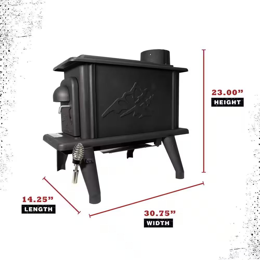 Cast Iron Single Burn Rate Erie Wood Stove - Heats 900 Sq. Ft.