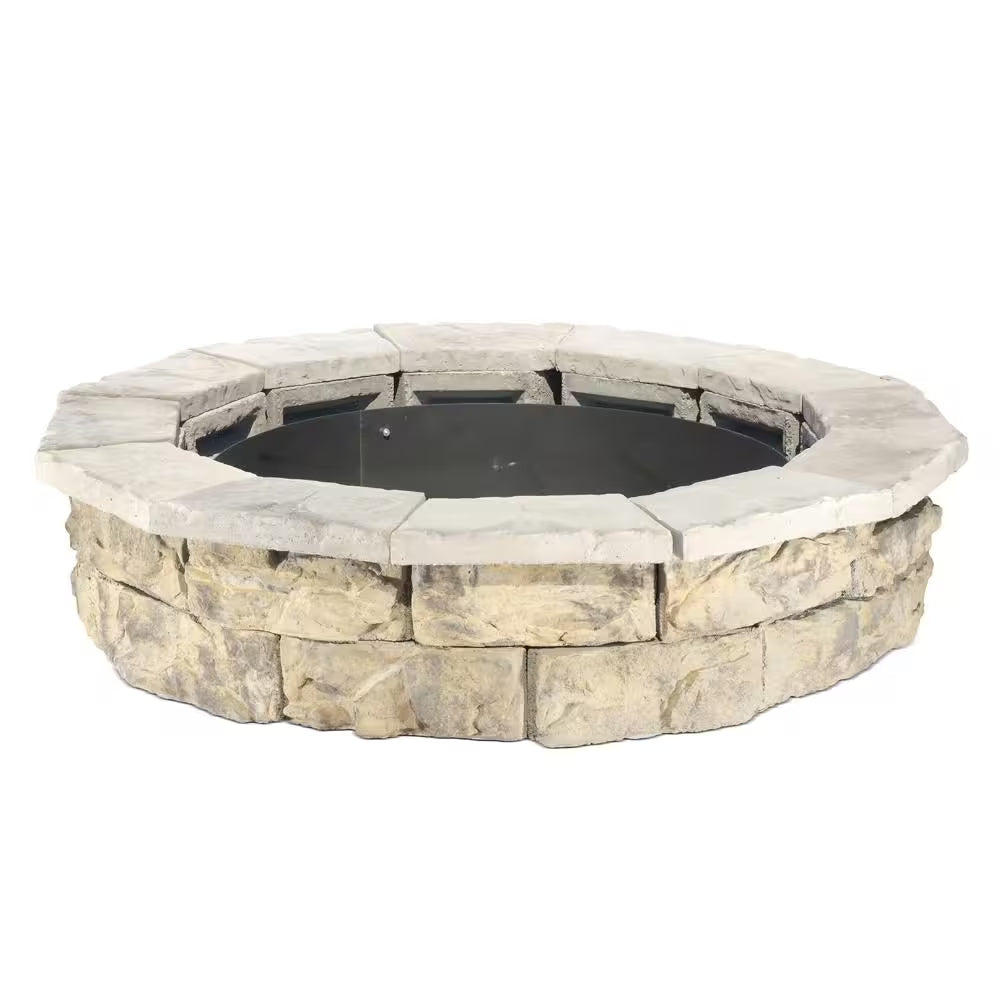 44 In. X 14 In. Concrete Fossill Limestone round Fire Pit Kit