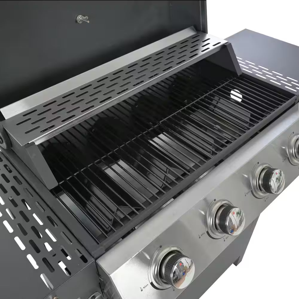 4-Burner Propane Gas Barbecue Grill with Stainless Steel Grill in Black