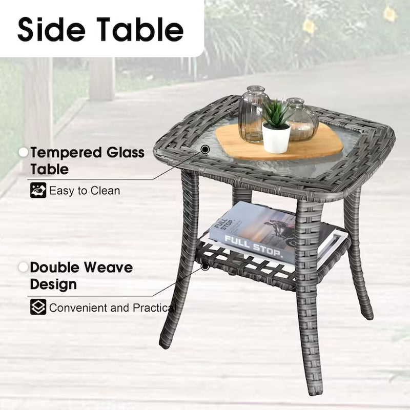 Lullaby 7 -Piece Rattan Patio Sofa Conversation Set with Gray Cushions