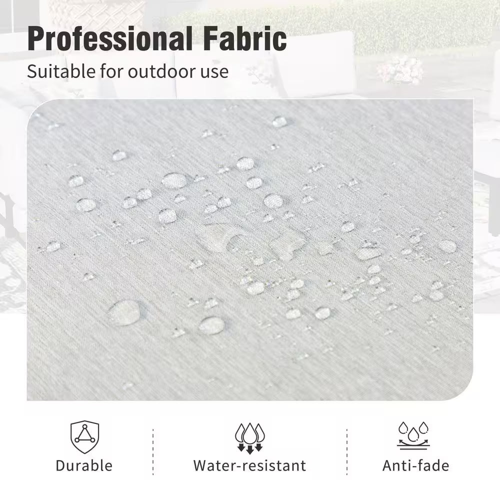 6 -Seat 6-Piece Metal Outdoor Patio Conversation Sectional -Seating Set with Light Gray Cushions and Coffee Table