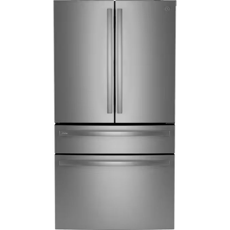 Profile Counter-Depth 23.2-Cu Ft 4 -Door 36-In Wide Smart Compatible French Door Refrirator with Ice Maker with Water Dispenser ( Finrprint-Resistant Stainless Steel ) ENERGY STAR Certified