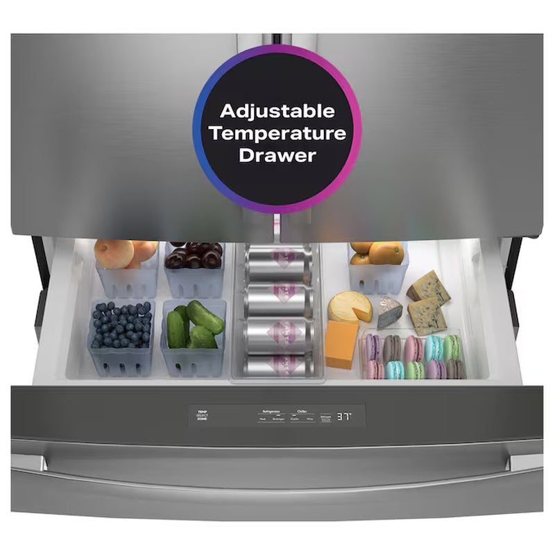 Profile Counter-Depth 23.2-Cu Ft 4 -Door 36-In Wide Smart Compatible French Door Refrirator with Ice Maker with Water Dispenser ( Finrprint-Resistant Stainless Steel ) ENERGY STAR Certified
