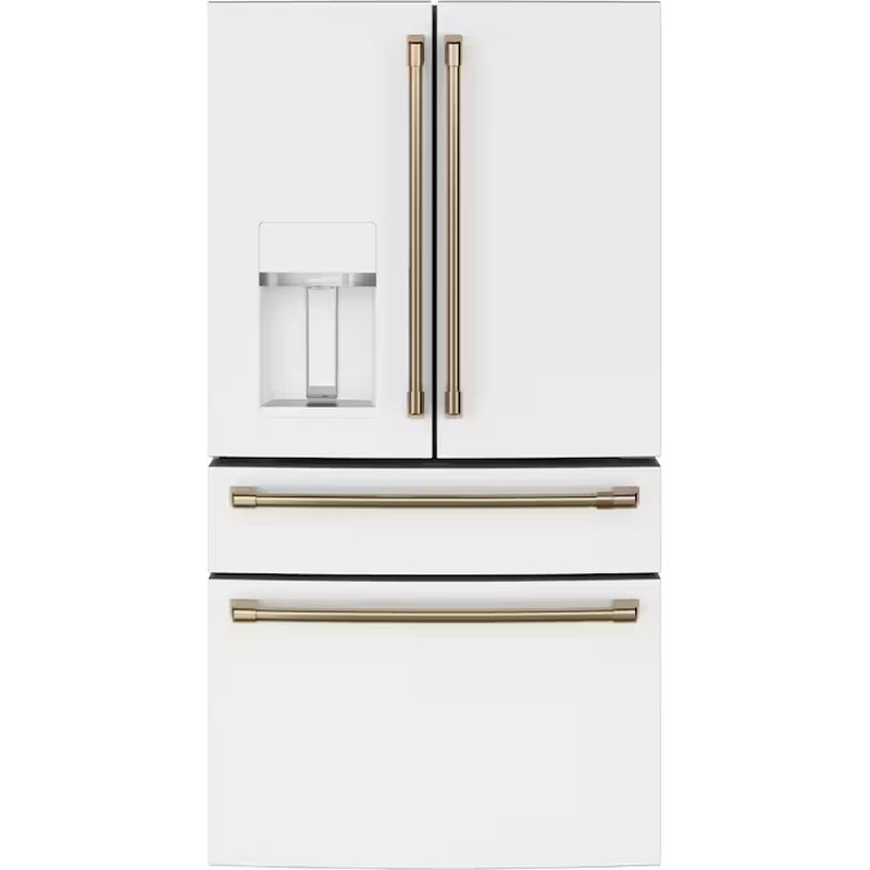 Counter-Depth 22.3-Cu Ft 4 -Door 36-In Wide Smart Compatible French Door Refrigerator with Ice Maker with Water and Ice Dispenser ( Platinum Glass ) ENERGY STAR Certified