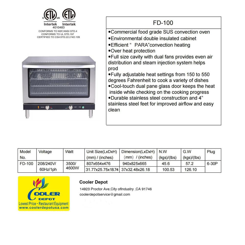 Commercial Convection Oven NSF Full-Size Conventional Oven 3500 W 4-Tier Toaster Electric Baking Oven, 220 V