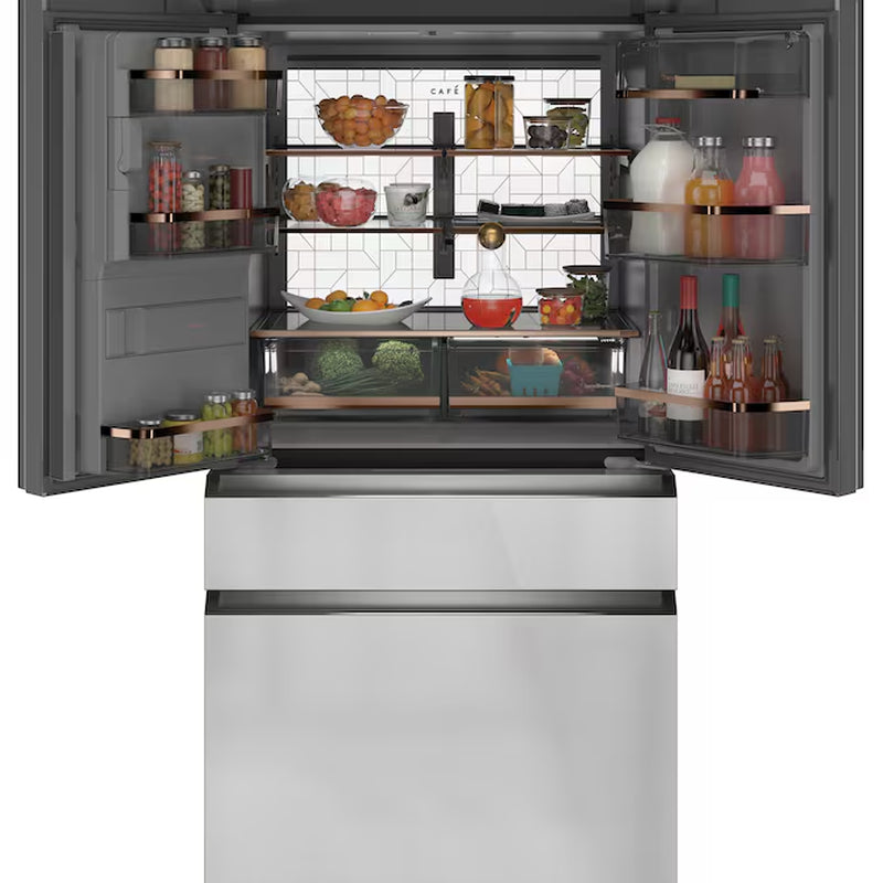 Counter-Depth 22.3-Cu Ft 4 -Door 36-In Wide Smart Compatible French Door Refrigerator with Ice Maker with Water and Ice Dispenser ( Platinum Glass ) ENERGY STAR Certified