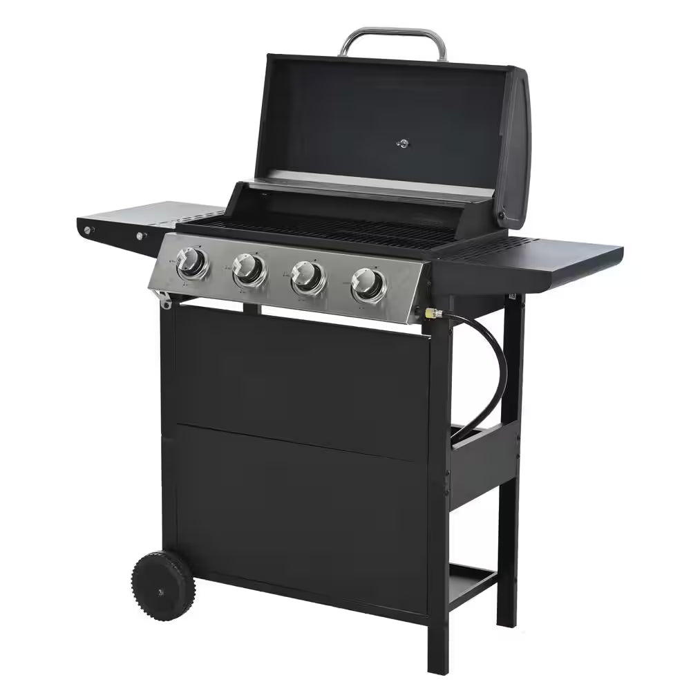 4-Burner Propane Gas Barbecue Grill with Stainless Steel Grill in Black