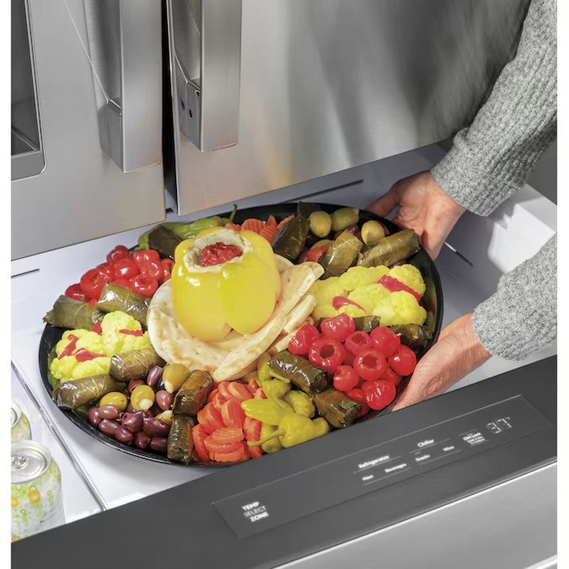 Profile Counter-Depth 22.4-Cu Ft 4 -Door 36-In Wide Smart Compatible French Door Refrirator with Ice Maker with Water and Ice Dispenser and Door within Door ( Finrprint-Resistant Stainless Steel ) ENERGY STAR Certified