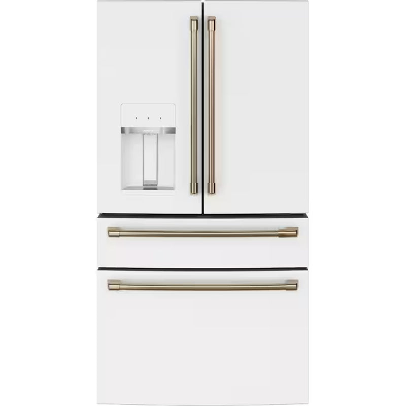 Counter-Depth 22.3-Cu Ft 4 -Door 36-In Wide Smart Compatible French Door Refrigerator with Ice Maker with Water and Ice Dispenser ( Platinum Glass ) ENERGY STAR Certified