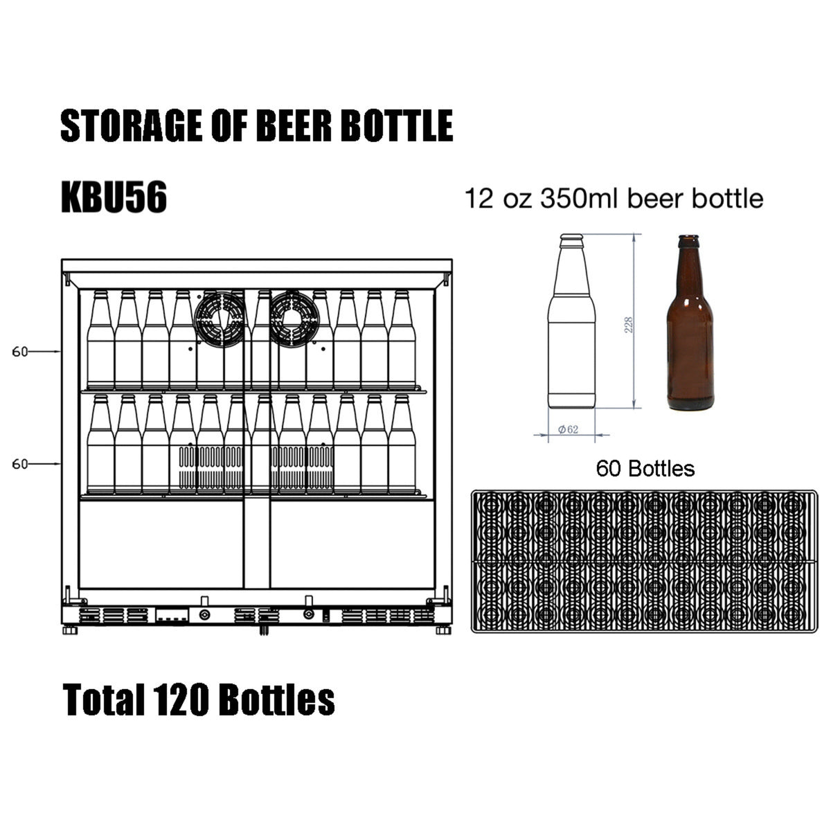 KingsBottle 36-Inch Beverage Refrigerator