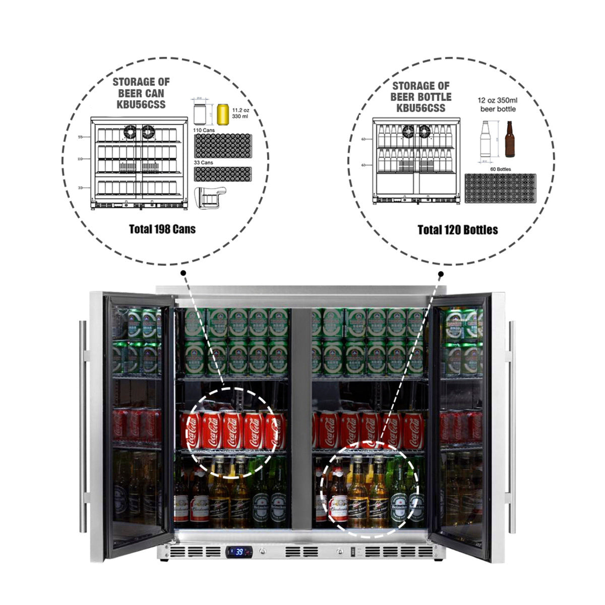 KingsBottle 36-Inch Beverage Refrigerator