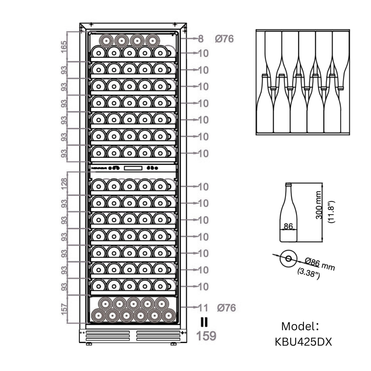 KingsBottle 72-Inch Upright Dual-Zone Wine Cooler
