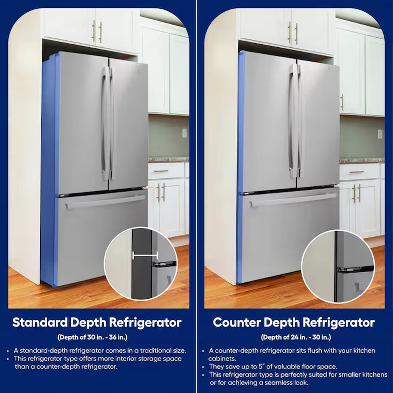 Counter-Depth 22.3-Cu Ft 4 -Door 36-In Wide Smart Compatible French Door Refrigerator with Ice Maker with Water and Ice Dispenser ( Platinum Glass ) ENERGY STAR Certified