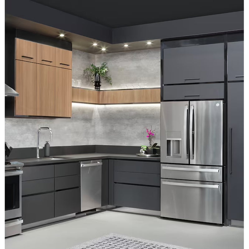 Profile Counter-Depth 22.4-Cu Ft 4 -Door 36-In Wide Smart Compatible French Door Refrirator with Ice Maker with Water and Ice Dispenser and Door within Door ( Finrprint-Resistant Stainless Steel ) ENERGY STAR Certified