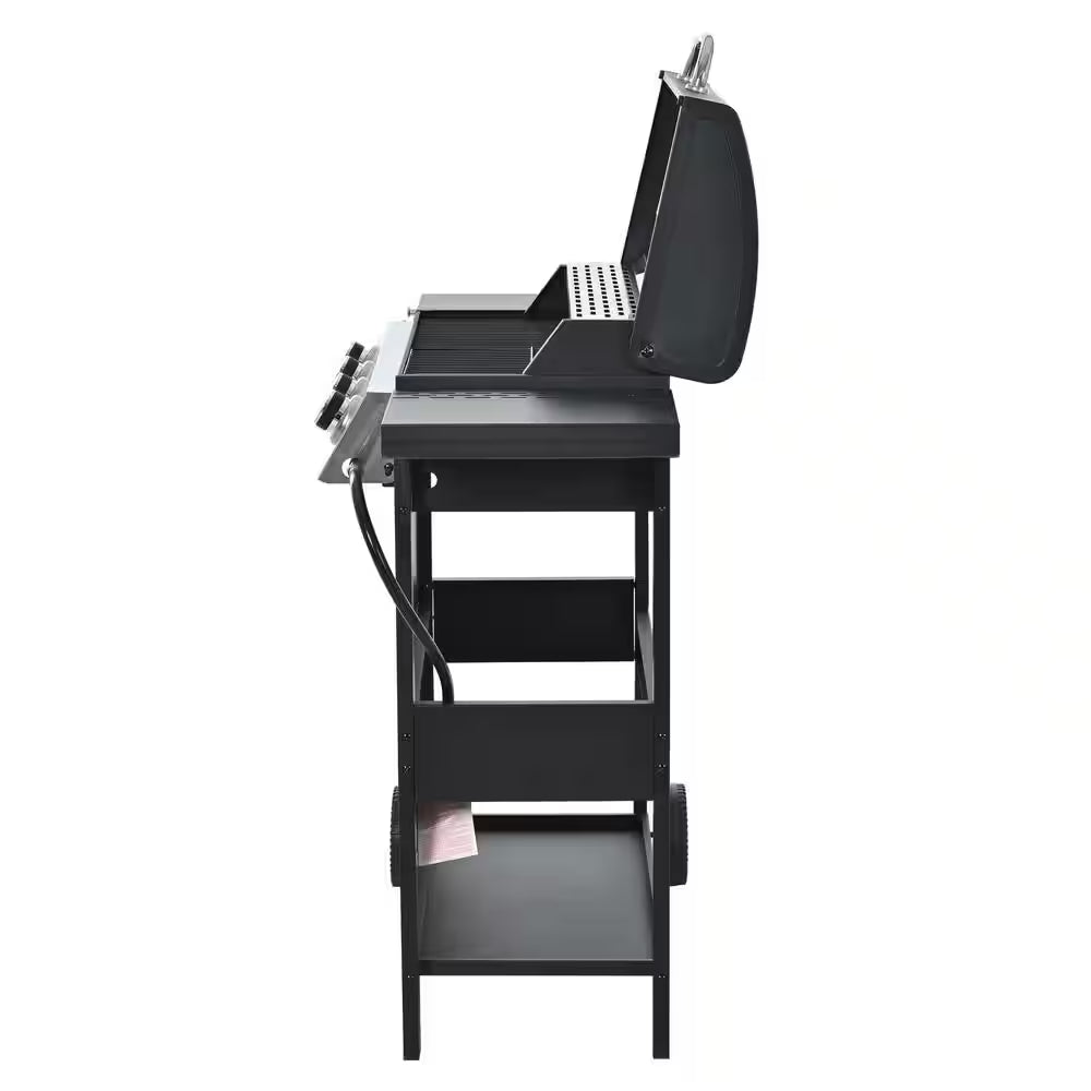 4-Burner Propane Gas Barbecue Grill with Stainless Steel Grill in Black