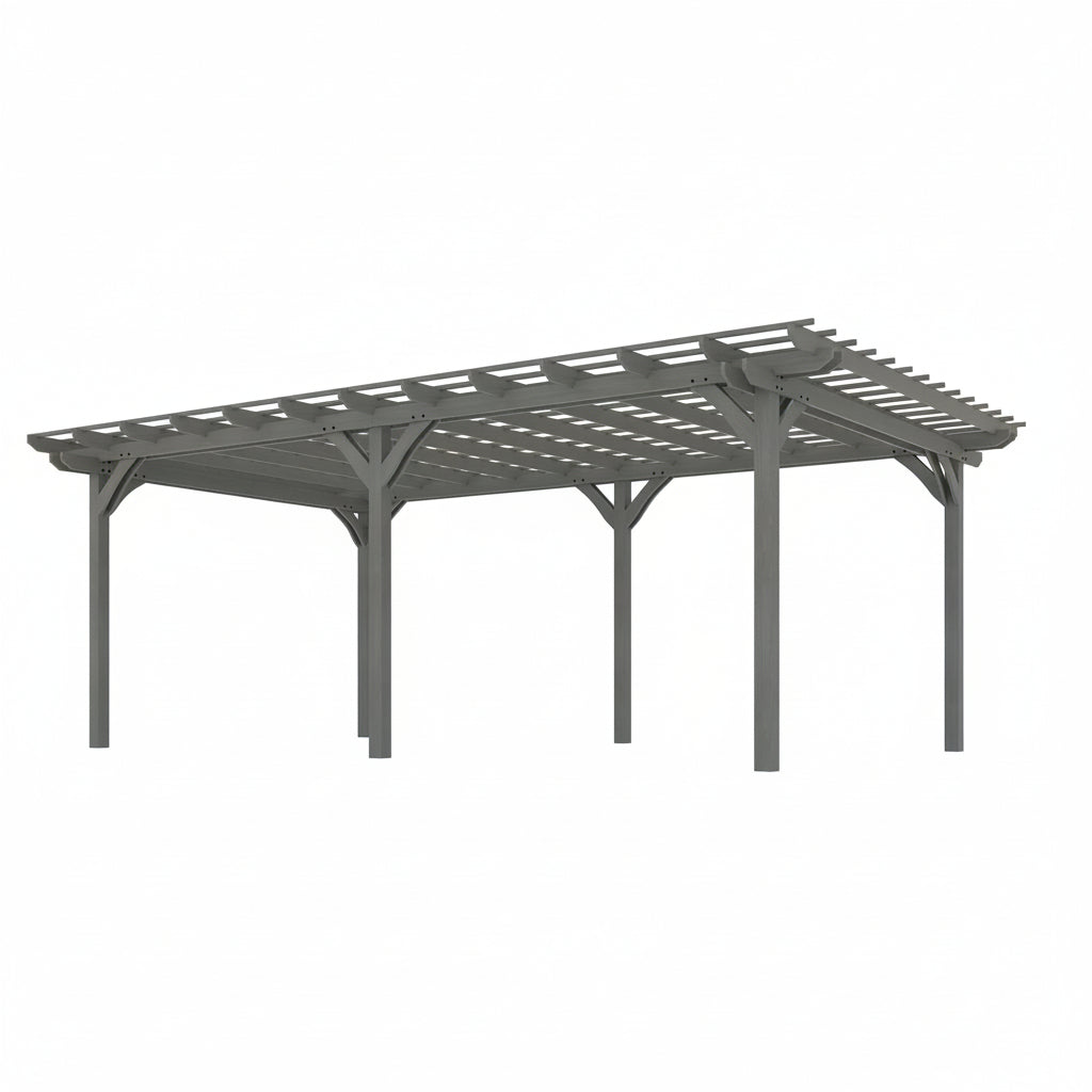12' X 20' Wooden Pergola Grape Trellis, Outdoor Gazebo for Garden, Patio, Backyard, Deck, Gray