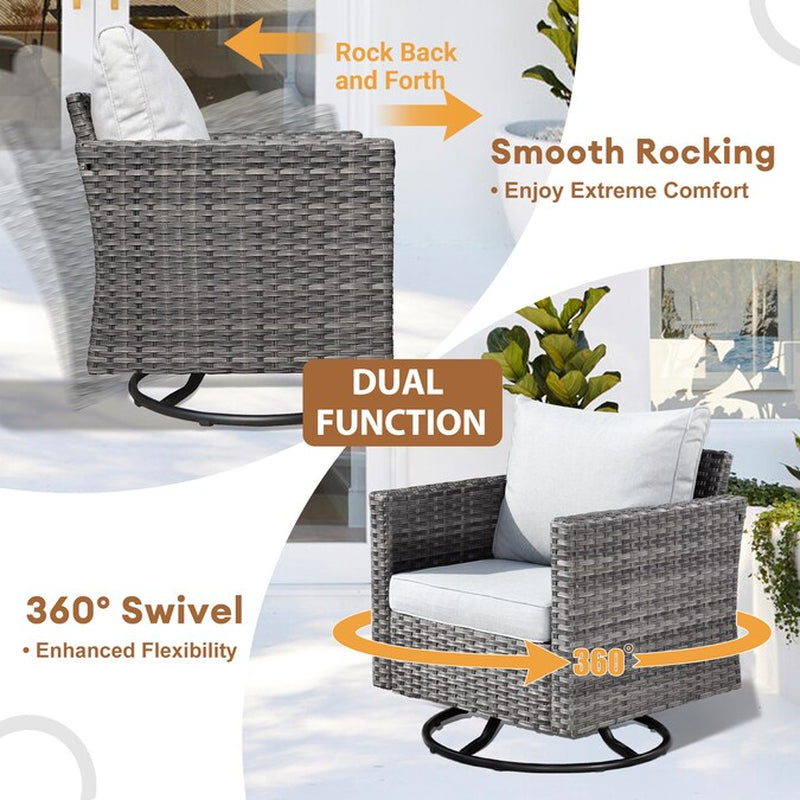 Lullaby 7 -Piece Rattan Patio Sofa Conversation Set with Gray Cushions